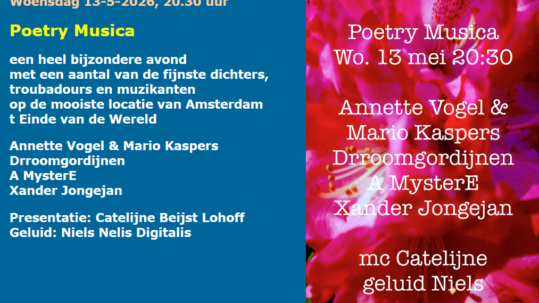 Programma van de poëzieavond Poetry Musica
