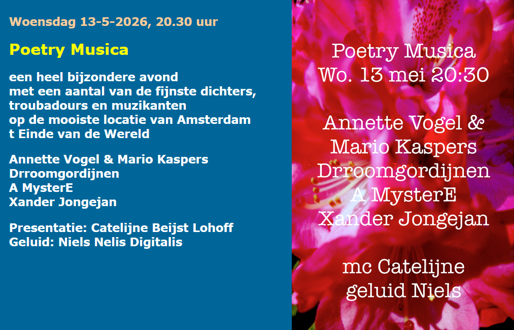 Programma van de poëzieavond Poetry Musica